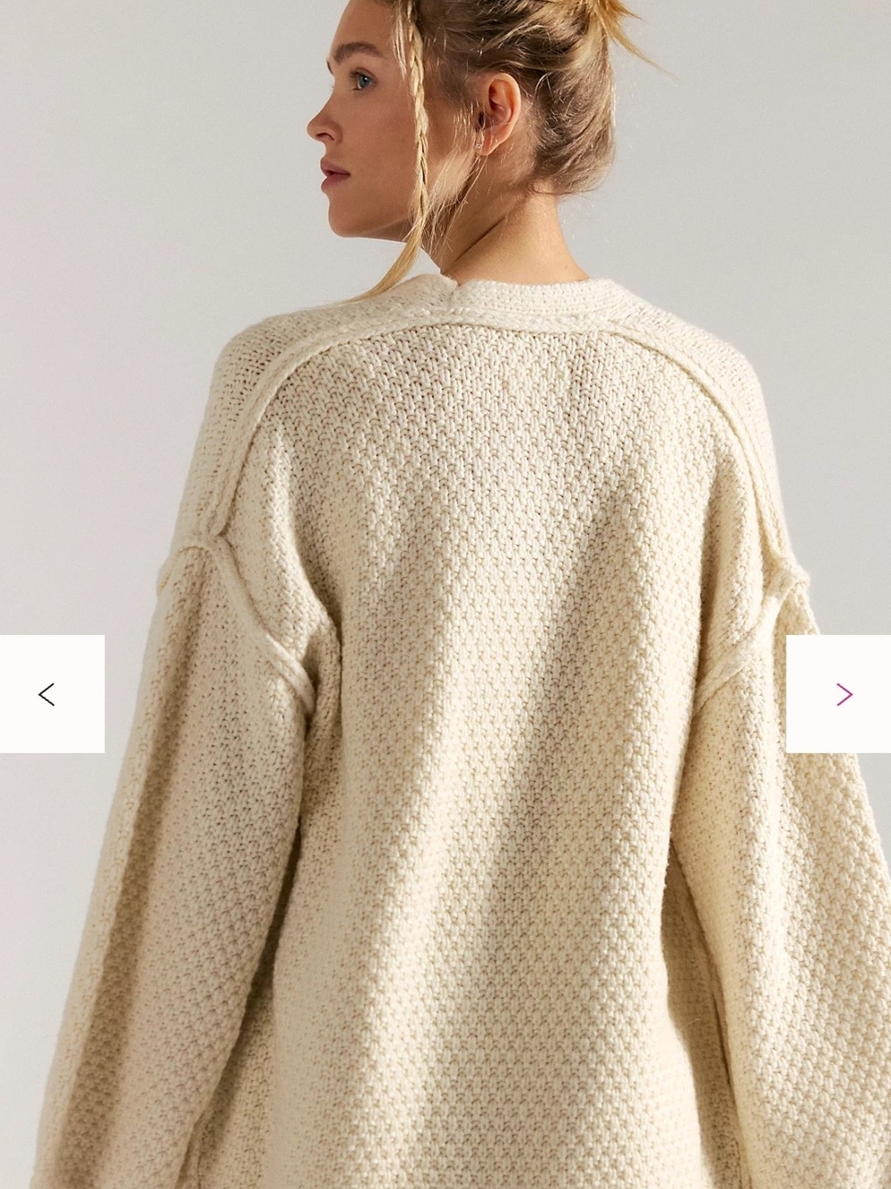 We The Free Textured Cream Oversized Cardigan